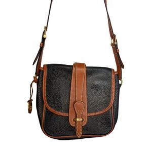 Vintage 8B Leather Mexican Crossbody Bag Black Brown Saddle Style Purse